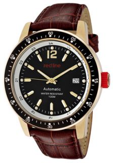 Red Line 50013 YG 01 BR SET  Watches,Mens Meter Automatic Black Dial Brown Genuine Leather, Casual Red Line Automatic Watches