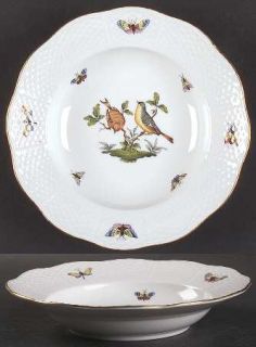Herend Rothschild Bird (Ro) Rim Soup Bowl, Fine China Dinnerware   Bird, Floral,