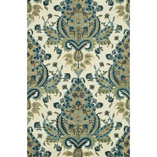 Hand tufted Meadow Blue/ Gold Wool Rug (50 X 76)