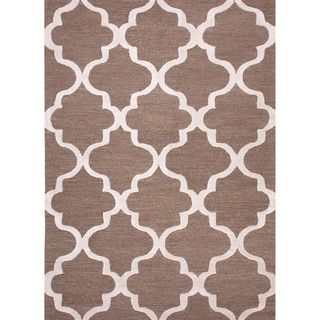 Hand tufted Contemporary Geometric Pattern Brown Rug (8 X 11)