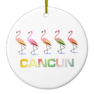 March of the Tropical Flamingos CANCUN Christmas Ornaments
