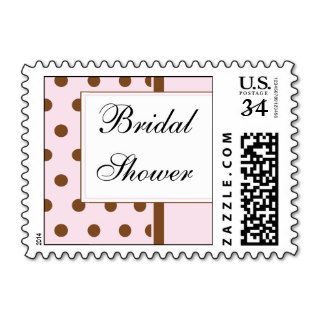 Postcard Pink Background Brown Dot Bridal Shower I Postage