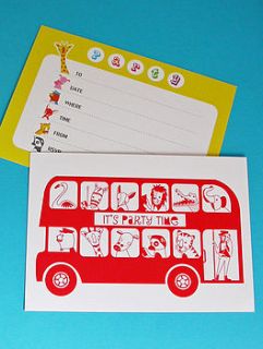 six london bus children's party invitations by moonglow art