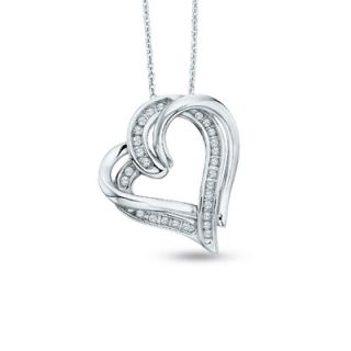 10 CT. T.W. Diamond Overlap Heart Pendant in Sterling Silver   Zales