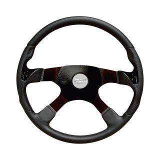 Grant Products Stealth Series Leather Grip Steering Wheel — 4-Spoke, 17 3/4in. Diameter, Anodized Aluminum  Steering Wheels   Installation Kits