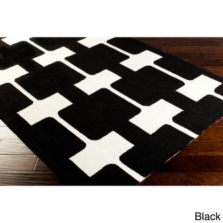 Hand hooked Printemps Black Contemporary Geometric Rug (5 X 8)