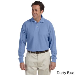 Chestnut Hill Mens Long sleeve Performance Plus Pique Polo Shirt Blue Size XXL
