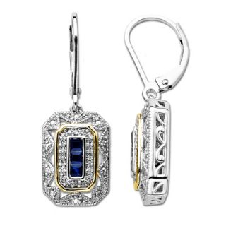 online only princess cut sapphire and 1 8 ct t w diamond antique drop