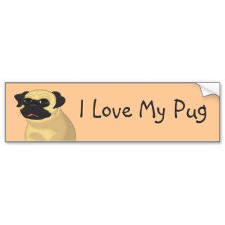 Cartoon Pug Face Bumper Sticker