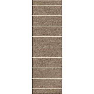 Handmade Brown Flat weave Stripe pattern Runner Rug (26 X 8)