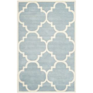 Handmade Moroccan Blue Wool Rug With Cotton Canvas Backing (5 X 8)