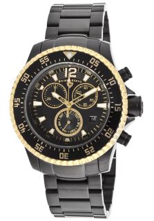 Swiss Legend 10063 BB 11 GA  Watches,Sergeant Black IP Steel Chronograph Black Dial Gold Tone Accents, Casual Swiss Legend Quartz Watches