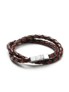 "Scoubidou" Silver and Italian Leather Double Loop Bracelet by Tateossian