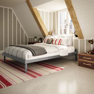 Amisco Amisco Attic Glossy Grey 60 inch Queen size Metal Bed Grey Size Queen