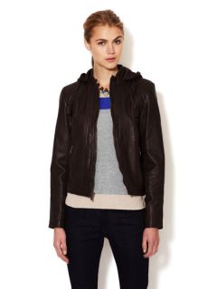 Hooded Leather Motorcycle Jacket by Cole Haan