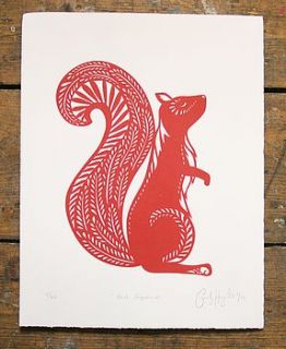 red squirrel limited edition print by emily hogarth