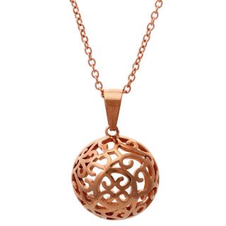 Stainless Steel Filigree Half Ball Pendant Necklace