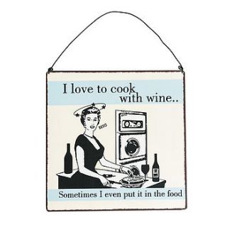 'i love to cook with wine' metal sign by kiki's gifts and homeware