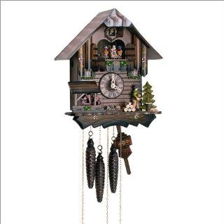 Cuckoo Clock Black Forest house with moving wood chopper and mill wheel  