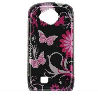 PINK BUTTERFLY Hard Plastic Graphic Cover Case for Samsung Reality U820 + Screen Protector + Car Charger Cell Phones & Accessories