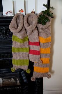 hand knitted stripe christmas stocking by furniture magpies