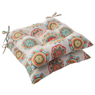 Pillow Perfect Outdoor Fairington Aqua Tufted Seat Cushion (set Of 2)