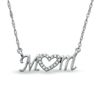 Diamond Accent Mom Heart Necklace in Sterling Silver   Zales