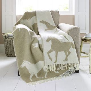 horse patterned lambswool blanket by the wool room