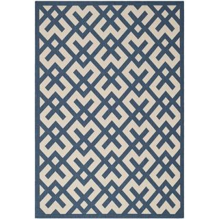 Safavieh Indoor/ Outdoor Courtyard Crisscross Pattern Navy/ Beige Rug (4 X 57)