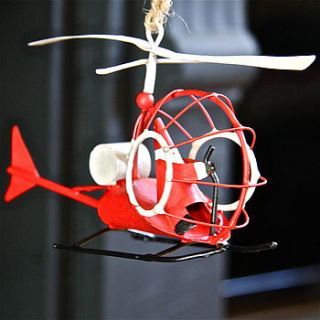 santa in helicopter christmas decoration by london garden trading