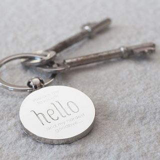 personalised 'my favourite hello' keyring by oh so cherished