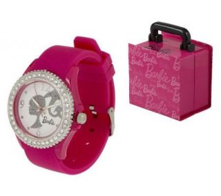 Barbie Silicone Strap Watch with Crystal Bezel —
