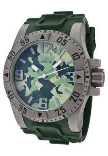 Invicta 1094  Watches,Mens Excursion Green Camouflage Dial Green Polyurethane, Casual Invicta Quartz Watches