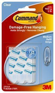 Command Damage Free Hanging Medium Refill Strips (9 Strips/Clear)