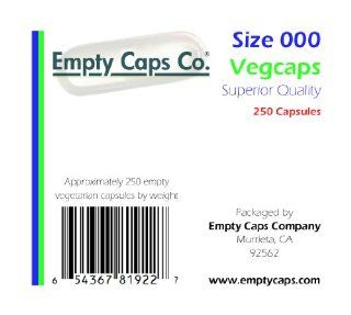 Size "000" Empty Vegetarian Capsules   250 Count Health & Personal Care