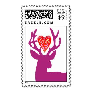 deer with heart shape and love letters stamp