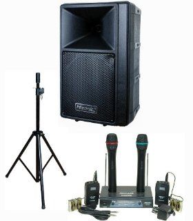 Hisonic PA 687S 150 Watt Portable PA System with Dual VHF Wireless Microphone System Musical Instruments