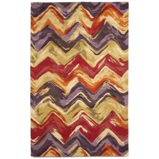 Transocean Painterly Crimson/ Lilac Indoor Wool Rug (8 X 10) Black Size 8 x 10