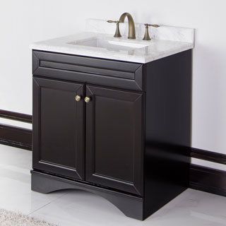Sirio Espresso Cabinet/ Ivory Carrera Italian Marble Top 30 inch Bathroom Vanity By Sirio Brown Size Single Vanities
