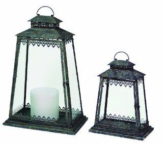 Shop Melrose Antque Gray Metal and Glass Lanterns, 22 1/2 Inch and 15 Inch, Set of 2 at the  Home Dcor Store. Find the latest styles with the lowest prices from Melrose International