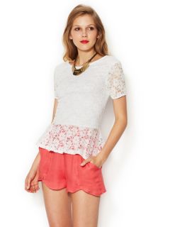 Lace Cotton Peplum Top by Isabel Lu