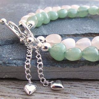 gemstone & silver hearts bracelet by ava mae designs