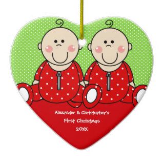 Cute Baby  Twin's First Christmas Ornament