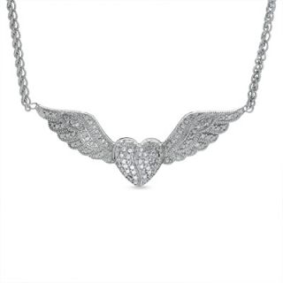 Diamond Accent Flying Heart Necklace in Sterling Silver   Zales