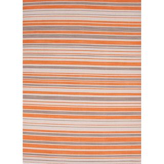 Handmade Flat weave Stripe Pattern Multicolor Area Rug (9 X 12)