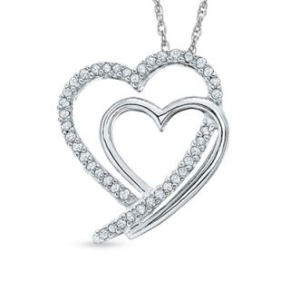 10 CT. T.W. Diamond Shadowed Heart Pendant in Sterling Silver