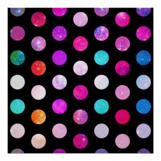 Girly Polka Dots Pattern Pink Teal Nebula Galaxy Print