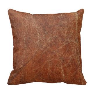 Brown Tanned Leather Print Throw Pillows