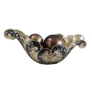 Minerale 19 inch Black/ Gold Decorative Bowl With Spheres