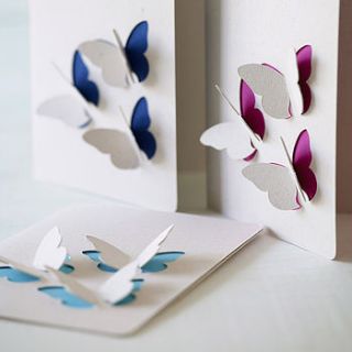 butterfly trio 3d personalised hand cut card by ruby wren designs